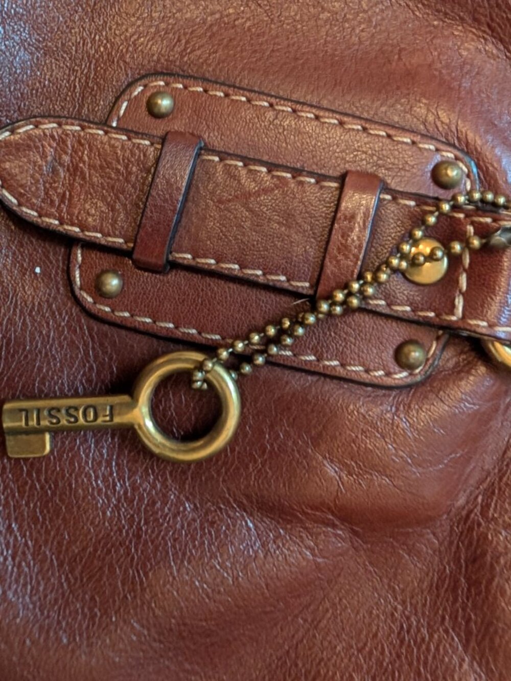 Fossil Rare Vintage Dark Brown Leather Tote - Picture 2 of 8